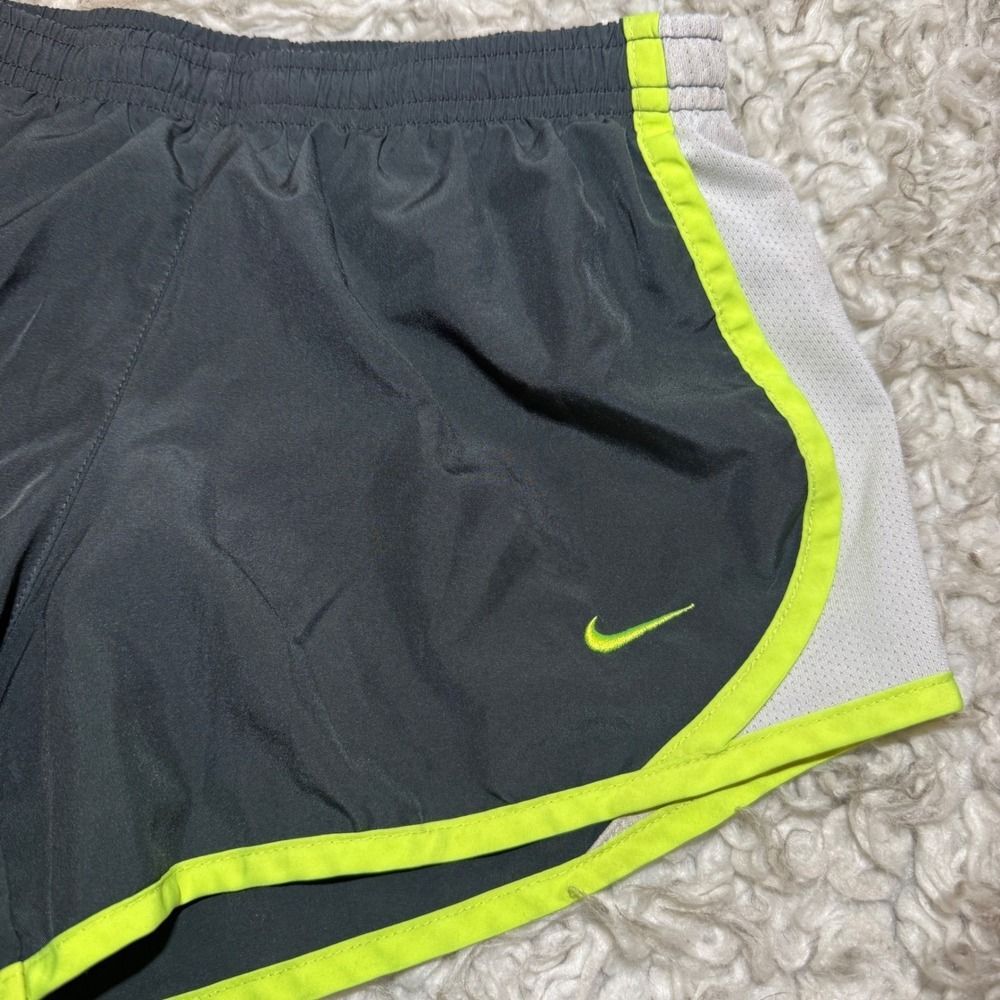 Nike Women's Dri-fit Tempo Running Shorts Size XS Small Gray Neon Green - Picture 2 of 10